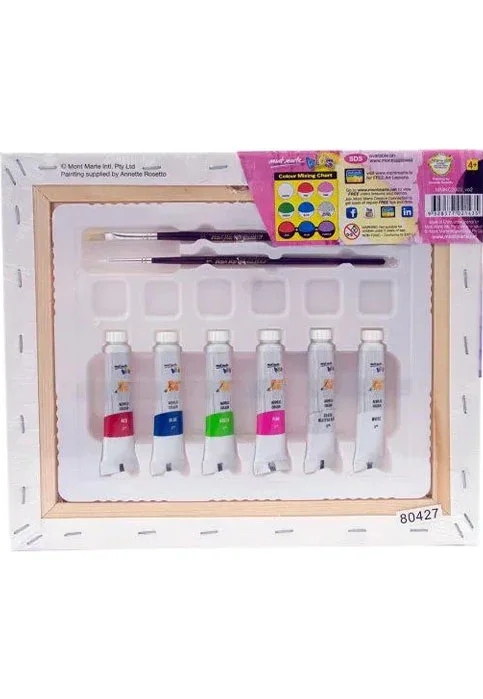 TABLEAU TOILE + GOUACHE + 2 PINCEAU + PALETTE