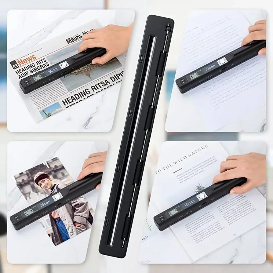 iScan Portable Scanner Image & A4 Photo Document Scanner Support Up to 32GB Micro SD Card Max 1050 Dpi Color, Use 2 x AA Battery, USB 2.0, Wifi ...