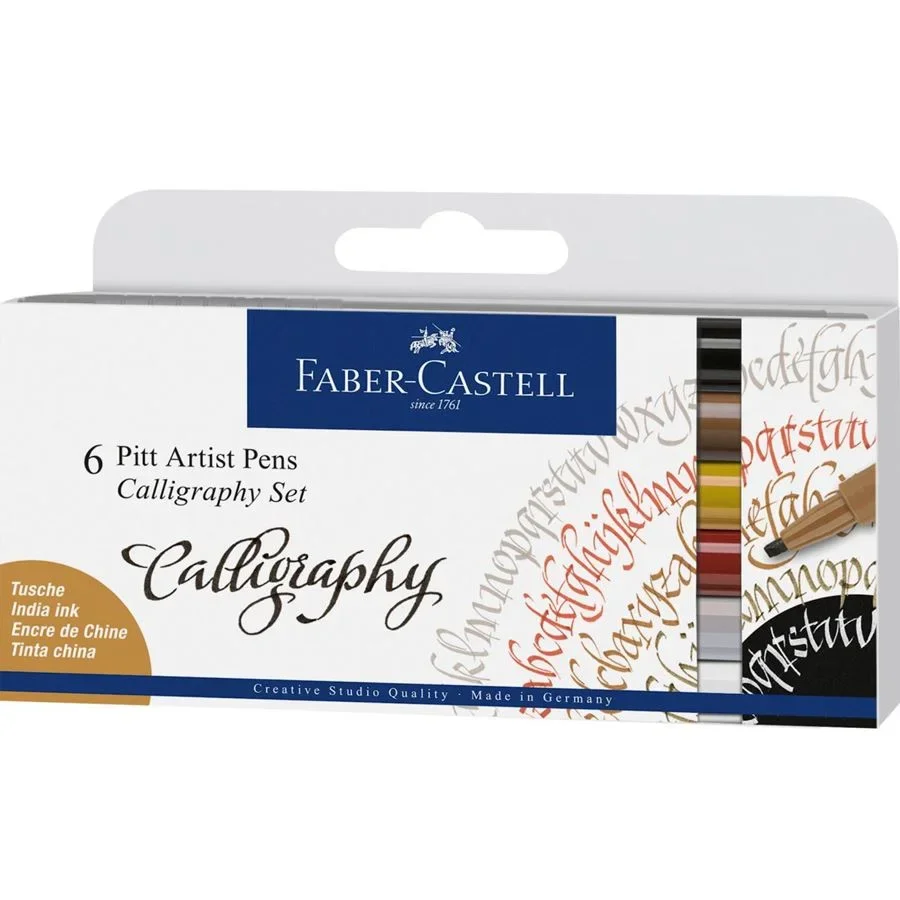 PITT ARTIST PEN CALLIGRAPHY  6PEN iNDIA  NK6   - FABER CASTELL