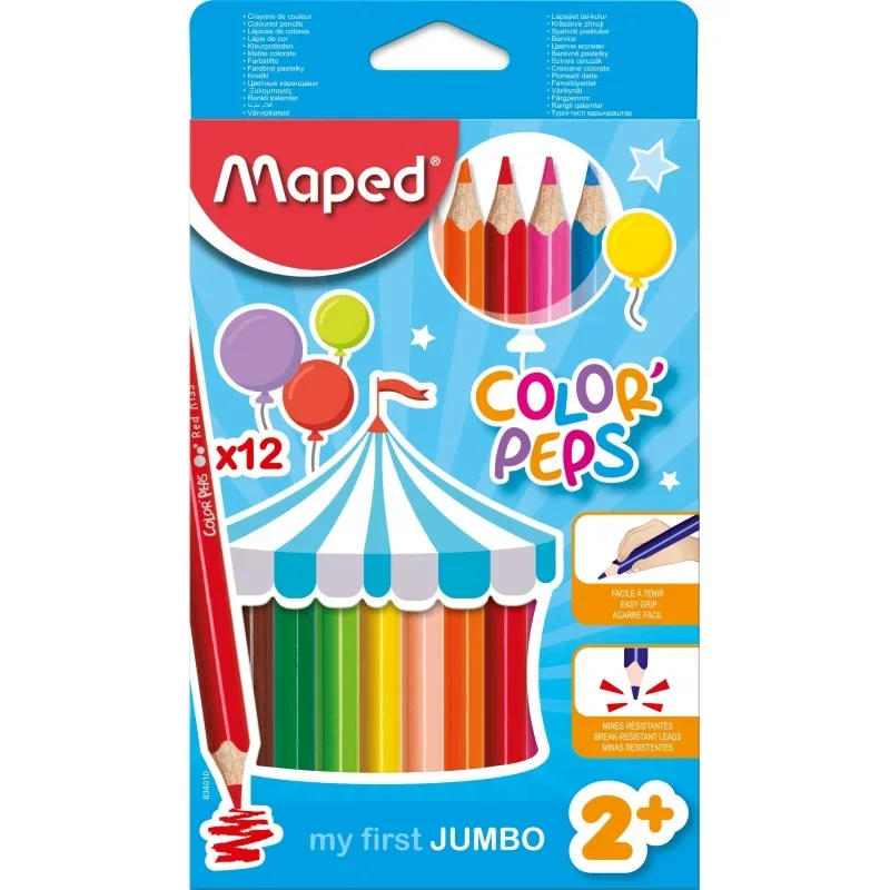 CRAYONS COLOR'PEPS JUMBO X12 BOITE CARTON - MAPED